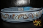 dogs-art Paisley Perfection Easy Release Buckle Leather Collar - arctic blue/brown/paisley blue