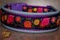 dogs-art Sunshine Flower Easy Release Buckle Leather Collar - arctic blue/purple/dark purple