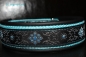 dogs-art Flower Star Martingale Leather Collar - black/aqua/flower star turquoise