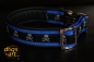 dogs-art Skulls Easy Release Alu Buckle Leather Collar - black/blue/skulls
