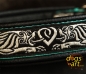 dogs-art Celtic Dragon Martingale Leather Collar - black/peppermint/celtic dragon