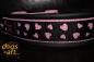 dogs-art LOVE Easy Release Buckle Leather Collar - black/pink/love black
