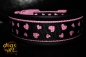 dogs-art LOVE Easy Release Buckle Leather Collar - black/pink/love black