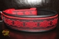 dogs-art Celtic Knot Easy Release Buckle Leather Collar - black/red/red