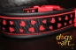 dogs-art LOVE Easy Release Buckle Leather Collar - black/red/love black