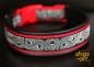 dogs-art Peacock Easy Release Buckle Leather Collar- black/red/peacock black
