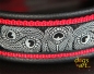 dogs-art Peacock Easy Release Buckle Leather Collar- black/red/peacock black