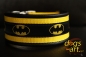 BIG-dog Batman Easy Release Alu Buckle Leather Collar - black/yellow/batman
