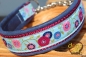 dogs-art Sunshine Flower Martingale Chain Leather Collar - sparkly blue/burgundy/sunshine flower blue
