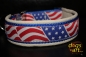 dogs-art US-Flag Easy Release Alu Buckle Leather Collar - creme/blue/us flag