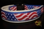 dogs-art US-Flag Easy Release Alu Buckle Leather Collar - creme/blue/us flag
