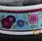 dogs-art Sunshine Flower Martingale Chain Leather Collar - creme/burgundy/sunshine flower blue