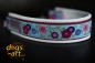 dogs-art Sunshine Flower Martingale Chain Leather Collar - creme/burgundy/sunshine flower blue