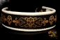 dogs-art Skulls Martingale Chain Leather Collar - creme/camel/skulls gold