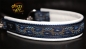 dogs-art Leaves Martingale Chain Leather Collar - creme/dark blue/leaves