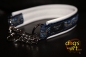 dogs-art Leaves Martingale Chain Leather Collar - creme/dark blue/leaves