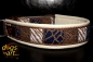 dogs-art Safari Easy Release Buckle Leather Collar - creme/silver/safari blue