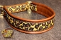 dogs-art Leopard Martingale Leather Collar - dark brown/brown/leopard gold