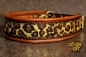 dogs-art Leopard Martingale Leather Collar - dark brown/brown/leopard gold
