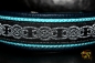dogs-art Celtic Knot Easy Release Metal Buckle Leather collar - darkblue/aqua/silver
