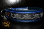 dogs-art Celtic Knot Easy Release Alu Buckle Leather Collar - dark blue/blue/celtic knot silver