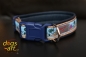 dogs-art Seaworld Easy Release Buckle Leather Collar - darkblue/sand/seaworld