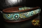 dogs-art Bubbles Martingale Leather Collar - dark brown/forest/bubbles lime