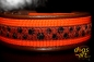 dogs-art Pawprint Easy Release Buckle Leather Collar - dark brown/orange/paw print