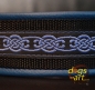 BIG-dog by dogs-art Celtic Knot Easy Release Buckle Leather Collar - electric blue/black/blue