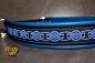 dogs-art Celtic Knot Martingale Leather Collar electric blue/black/blue
