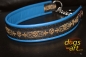 dogs-art Skulls Martingale Chain Leather Collar - electric blue/black/skull golden
