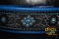 dogs-art Flower Star Easy Release Buckle Leather Collar - electric blue/darkblue/turquoise