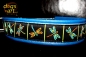dogs-art Dragonfly Easy Release Alu Buckle Leather Collar - electric blue/light blue/dragonfly
