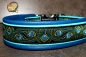 dogs-art Peacock Easy Release Metal Buckle Leather Collar - electric blue/aqua/peacock