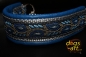dogs-art Leaves Martingale Chain Leather Collar - electric blue/silver/leaves