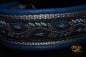 dogs-art Leaves Martingale Chain Leather Collar - electric blue/silver/leaves