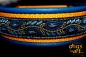 dogs-art Leaves Martingale Leather Collar - electric blue/sun yellow/leaves