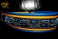 dogs-art Leaves Martingale Leather Collar - electric blue/sun yellow/leaves