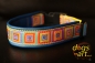 dogs-art Crazy Easy Release Buckle Leather Collar - electric blue/yellow/crazy