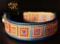 dogs-art Crazy Easy Release Buckle Leather Collar - electric blue/yellow/crazy