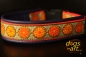 dogs-art Daisy Dot Easy Release Buckle Leather Collar - electric purple/orange/daisy dot olive