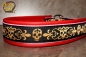 dogs-art Skulls Martingale Leather Collar - fire red/pink/skulls golden