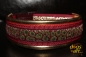 dogs-art Leo Easy Release Alu Buckle Leather Collar - gold/burgundy/leo burgundy