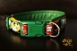dogs-art Crazy Dogs Easy Release Buckle Leather Collar - green/yellow/crazy dogs