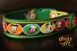 dogs-art Crazy Dogs Easy Release Buckle Leather Collar - green/yellow/crazy dogs