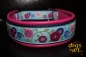 dogs-art Sunshine Flower Martingale Leather Collar - hot pink/dark blue/sunshine flower blue