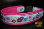 dogs-art Sunshine Flower Easy Release Buckle Leather Collar - hotpink/pink/blue