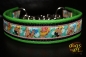 dogs-art Pin up girls Martingale Chain Leather Collar - lime/black/pin up