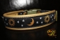 dogs-art Moonlight Easy Release Buckle Leather Collar - olive/silver/moonlight