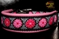 dogs-art Daisy Dot Easy Release Alu Buckle Leather Collar - pink/black/pink